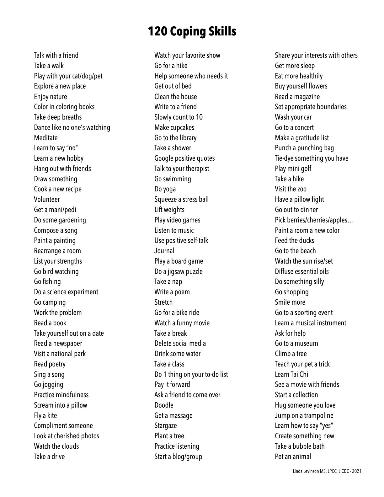 120 Coping Skills